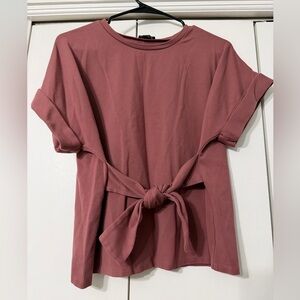 Express Pink Tie Waist Roll Sleeve Blouse in a Pink Mauve Color Size Small